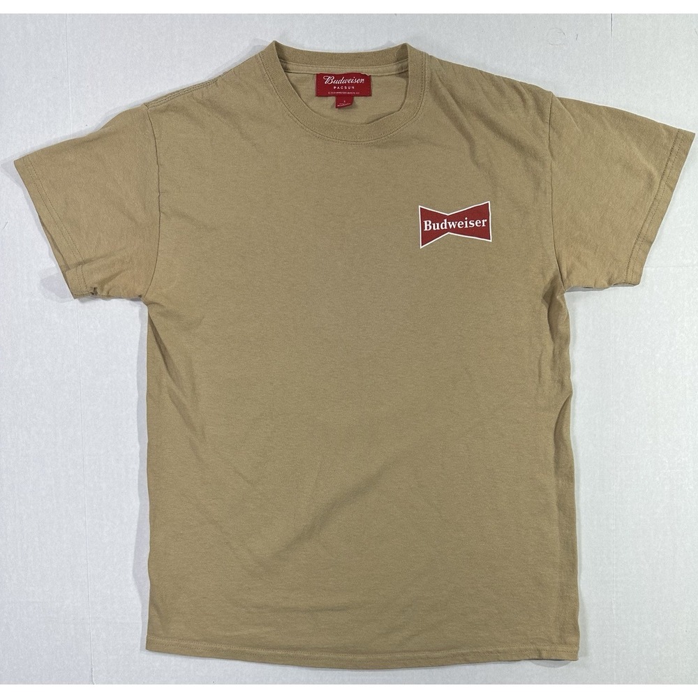 Budweiser PacSun T-Shirt Tan Graphic Logo Beer Promo Tee Size Small S